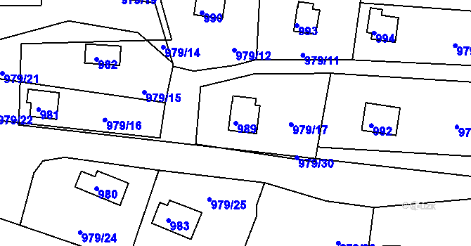 Parcela st. 989 v KÚ Holubov, Katastrální mapa