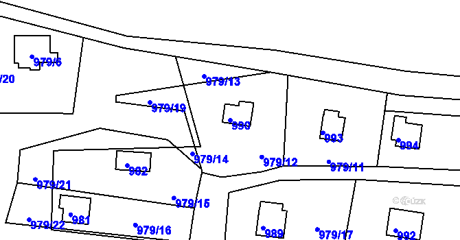 Parcela st. 990 v KÚ Holubov, Katastrální mapa
