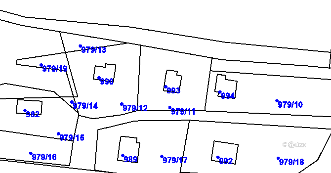 Parcela st. 993 v KÚ Holubov, Katastrální mapa