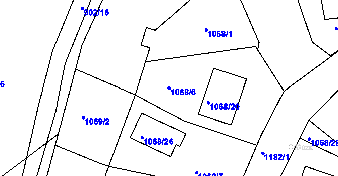 Parcela st. 1068/6 v KÚ Holubov, Katastrální mapa