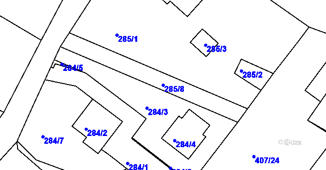 Parcela st. 285/8 v KÚ Holubov, Katastrální mapa
