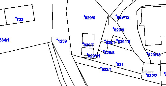 Parcela st. 829/7 v KÚ Holubov, Katastrální mapa