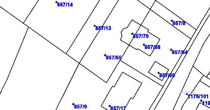 Parcela st. 857/65 v KÚ Holubov, Katastrální mapa