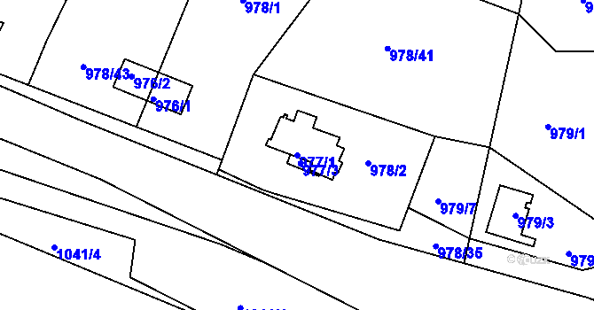 Parcela st. 977/1 v KÚ Holubov, Katastrální mapa