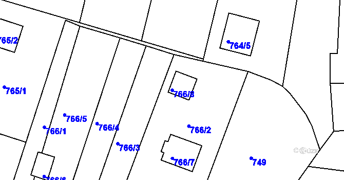 Parcela st. 766/8 v KÚ Holubov, Katastrální mapa