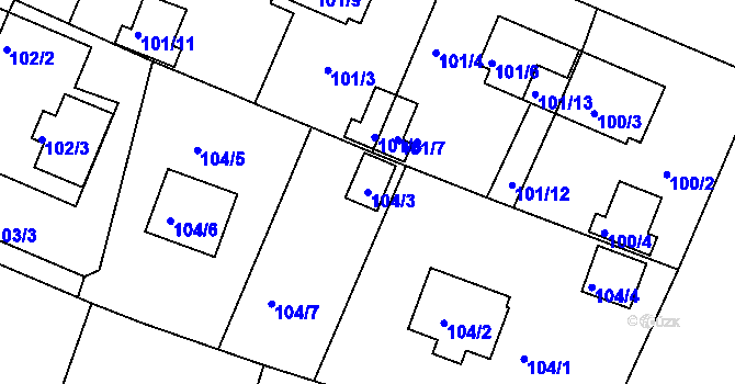 Parcela st. 104/3 v KÚ Holubov, Katastrální mapa