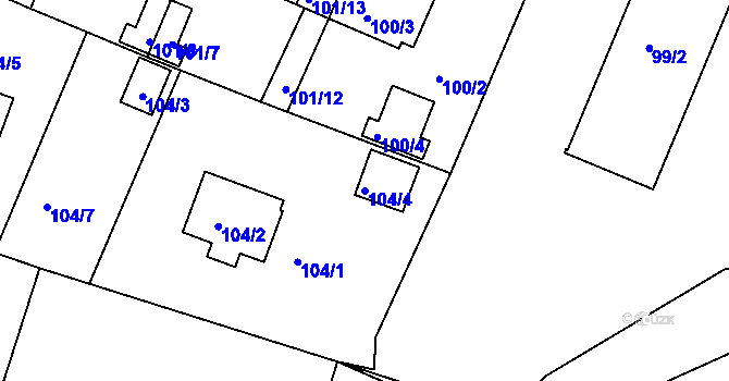 Parcela st. 104/4 v KÚ Holubov, Katastrální mapa