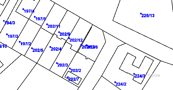 Parcela st. 202/6 v KÚ Holubov, Katastrální mapa