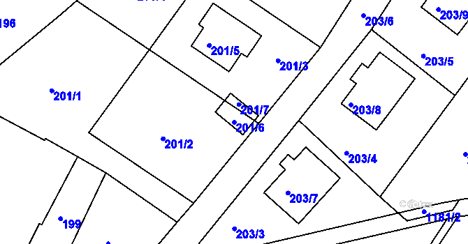 Parcela st. 201/6 v KÚ Holubov, Katastrální mapa