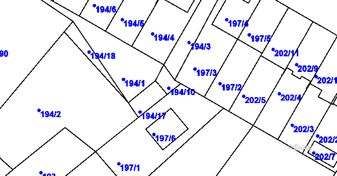 Parcela st. 194/10 v KÚ Holubov, Katastrální mapa