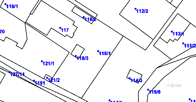 Parcela st. 118/1 v KÚ Holubov, Katastrální mapa