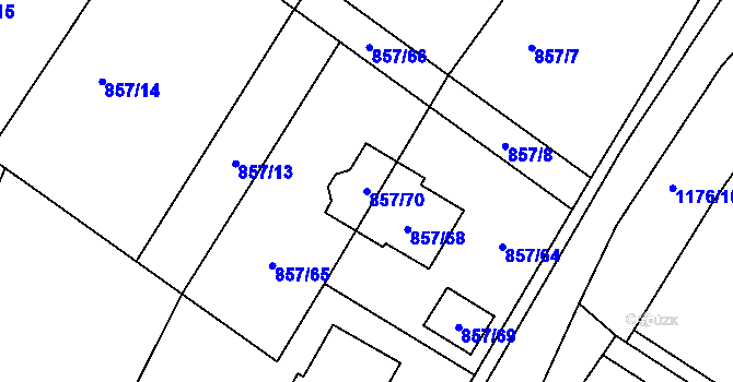 Parcela st. 857/70 v KÚ Holubov, Katastrální mapa