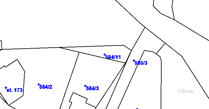 Parcela st. 584/11 v KÚ Třísov, Katastrální mapa