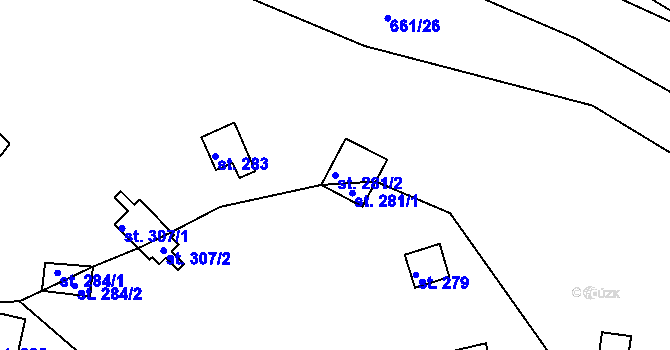 Parcela st. 281/2 v KÚ Třísov, Katastrální mapa