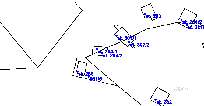 Parcela st. 284/2 v KÚ Třísov, Katastrální mapa