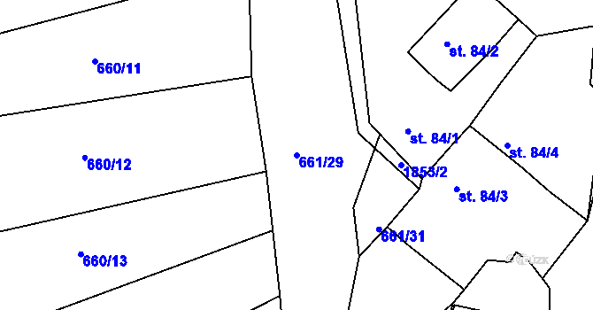 Parcela st. 661/29 v KÚ Třísov, Katastrální mapa