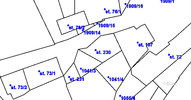 Parcela st. 230 v KÚ Třísov, Katastrální mapa
