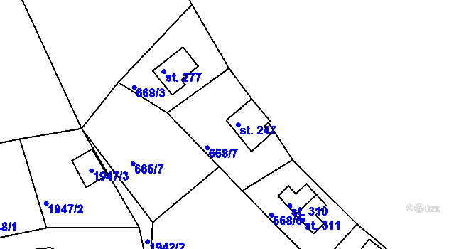 Parcela st. 247 v KÚ Třísov, Katastrální mapa