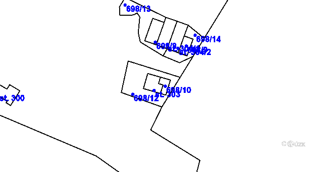 Parcela st. 698/10 v KÚ Třísov, Katastrální mapa