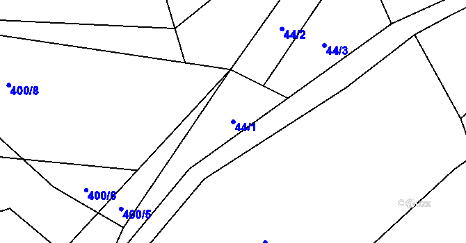 Parcela st. 44/1 v KÚ Holušice, Katastrální mapa
