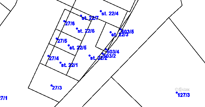 Parcela st. 503/2 v KÚ Holušice, Katastrální mapa