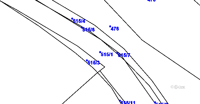 Parcela st. 515/1 v KÚ Holušice, Katastrální mapa