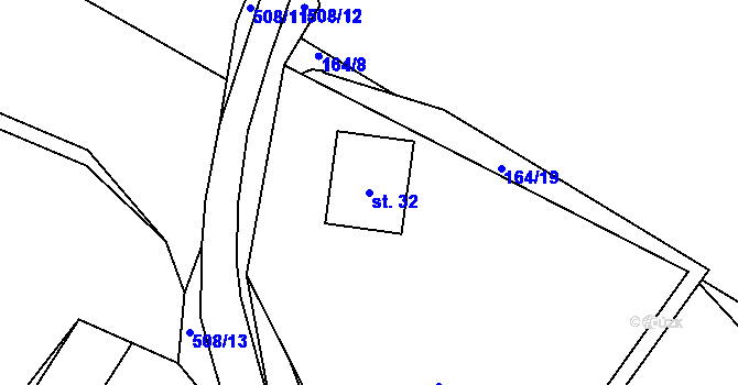 Parcela st. 32 v KÚ Holušice, Katastrální mapa