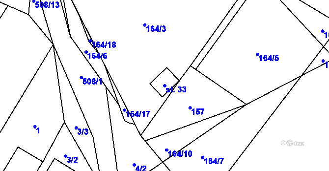 Parcela st. 33 v KÚ Holušice, Katastrální mapa