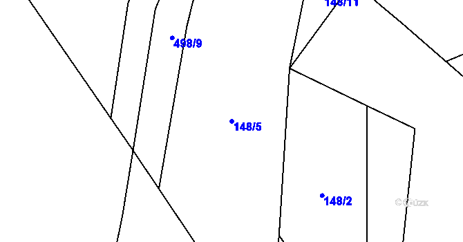 Parcela st. 148/5 v KÚ Lísky u Holušic, Katastrální mapa