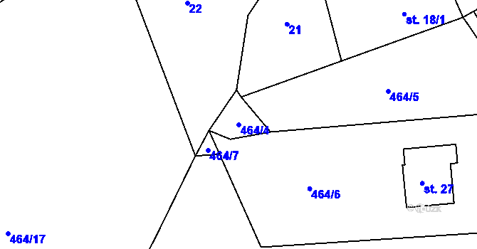 Parcela st. 464/4 v KÚ Lísky u Holušic, Katastrální mapa