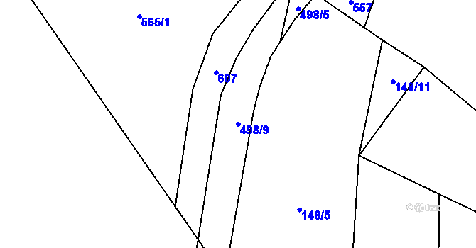 Parcela st. 498/9 v KÚ Lísky u Holušic, Katastrální mapa
