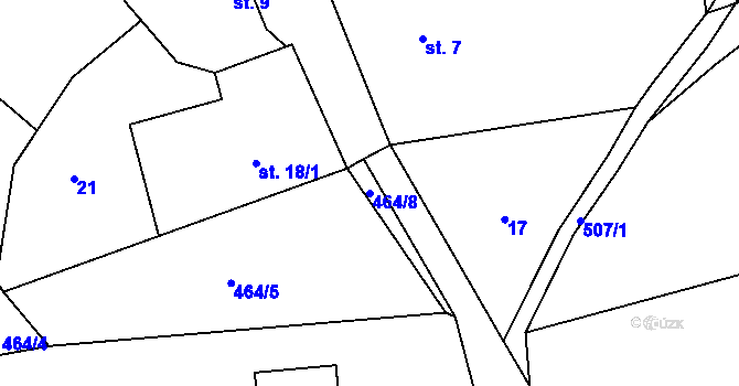 Parcela st. 464/8 v KÚ Lísky u Holušic, Katastrální mapa