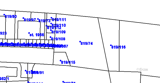 Parcela st. 819/74 v KÚ Holýšov, Katastrální mapa
