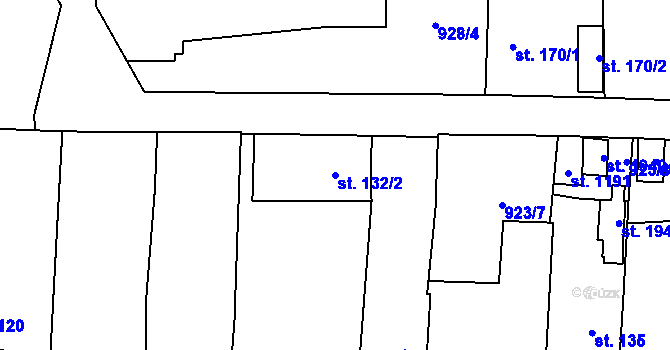 Parcela st. 132/2 v KÚ Holýšov, Katastrální mapa