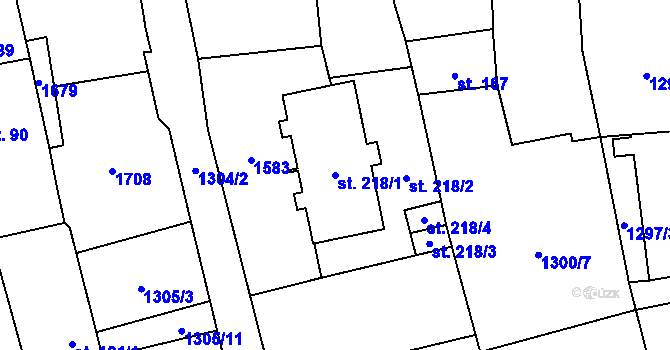 Parcela st. 218/1 v KÚ Holýšov, Katastrální mapa