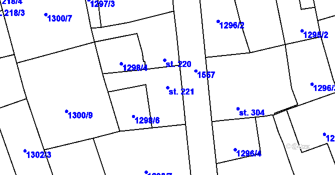 Parcela st. 221 v KÚ Holýšov, Katastrální mapa
