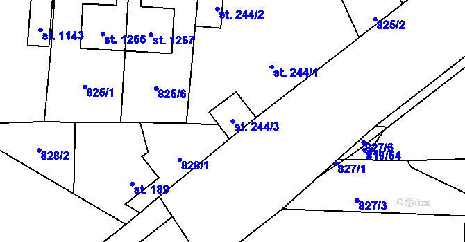 Parcela st. 244/3 v KÚ Holýšov, Katastrální mapa