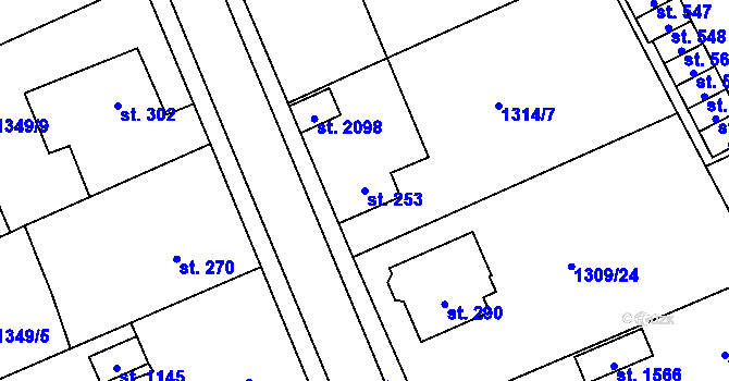 Parcela st. 253 v KÚ Holýšov, Katastrální mapa