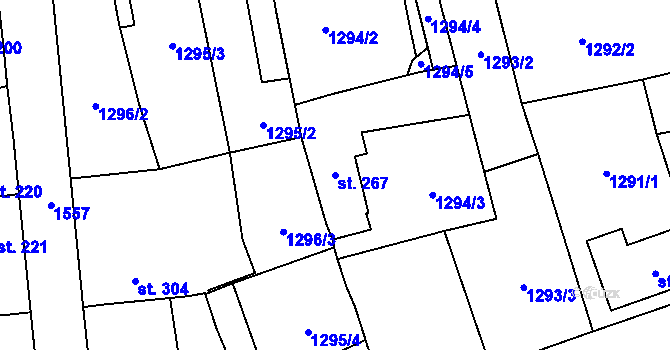 Parcela st. 267 v KÚ Holýšov, Katastrální mapa