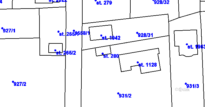 Parcela st. 280 v KÚ Holýšov, Katastrální mapa