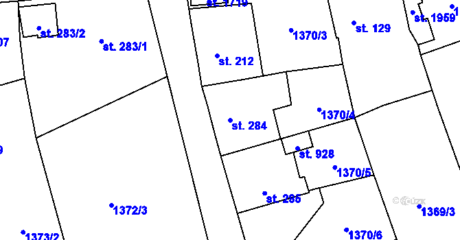 Parcela st. 284 v KÚ Holýšov, Katastrální mapa