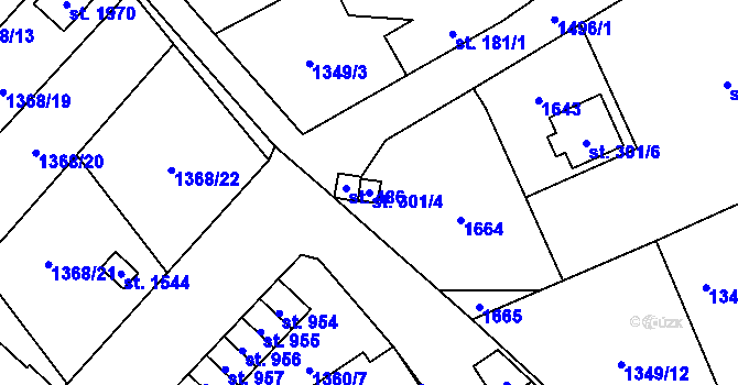 Parcela st. 301/4 v KÚ Holýšov, Katastrální mapa