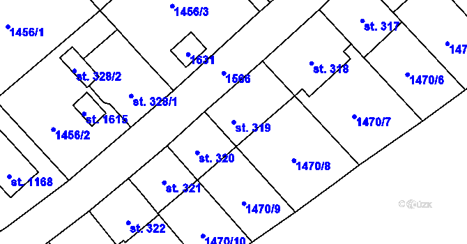 Parcela st. 319 v KÚ Holýšov, Katastrální mapa