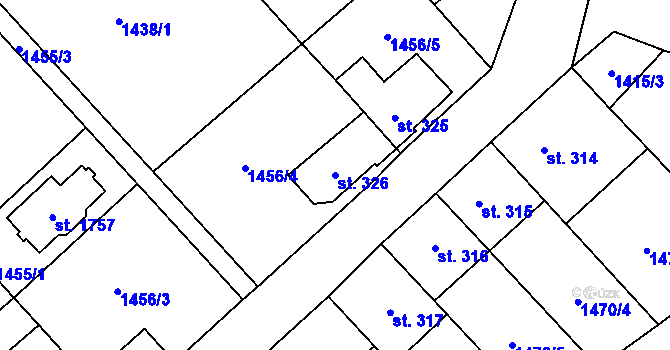 Parcela st. 326 v KÚ Holýšov, Katastrální mapa