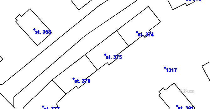 Parcela st. 375 v KÚ Holýšov, Katastrální mapa