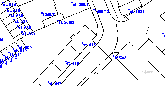 Parcela st. 415 v KÚ Holýšov, Katastrální mapa