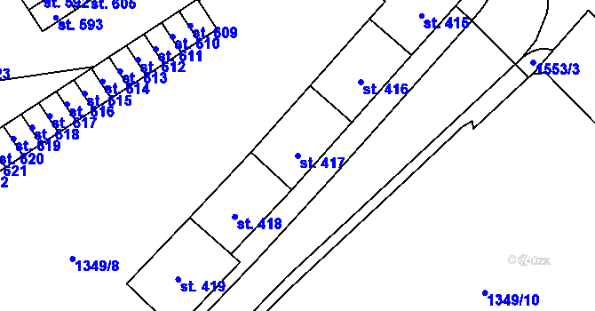Parcela st. 417 v KÚ Holýšov, Katastrální mapa