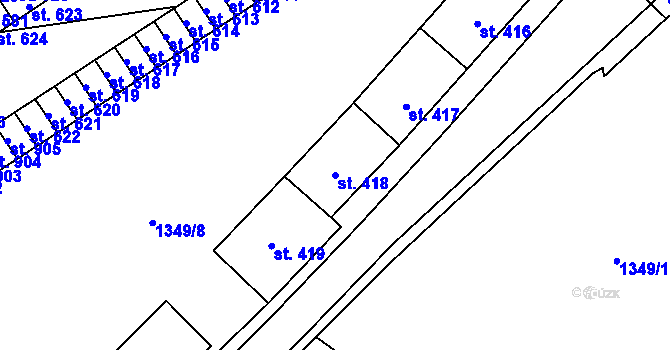 Parcela st. 418 v KÚ Holýšov, Katastrální mapa