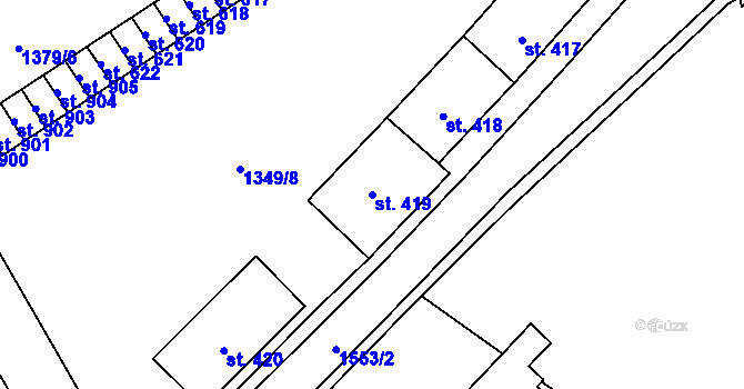 Parcela st. 419 v KÚ Holýšov, Katastrální mapa