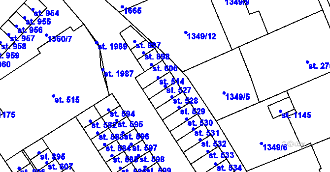 Parcela st. 527 v KÚ Holýšov, Katastrální mapa